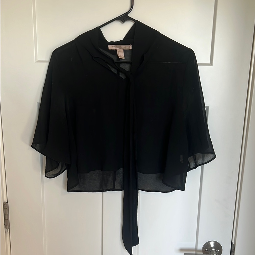 Forever 21 Black Sailor Collar Crop Blouse